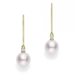 Mikimoto Akoya Cultured Pearl & Diamond Drop Earrings 18K, 6mm
