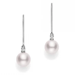 Mikimoto Akoya Cultured Pearl & Diamond Earrings 7mm, 18K