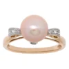 Rose Gold Pink Freshwater Cultured Pearl & Diamond Ring 14K -Cheap Glisterra Store 10622876 01