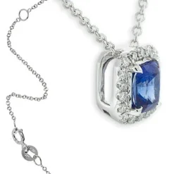 Sapphire & Diamond Pendant 14K -Cheap Glisterra Store 10910289 04