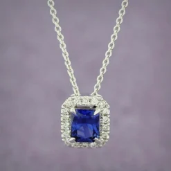 Sapphire & Diamond Pendant 14K -Cheap Glisterra Store 10910289 08