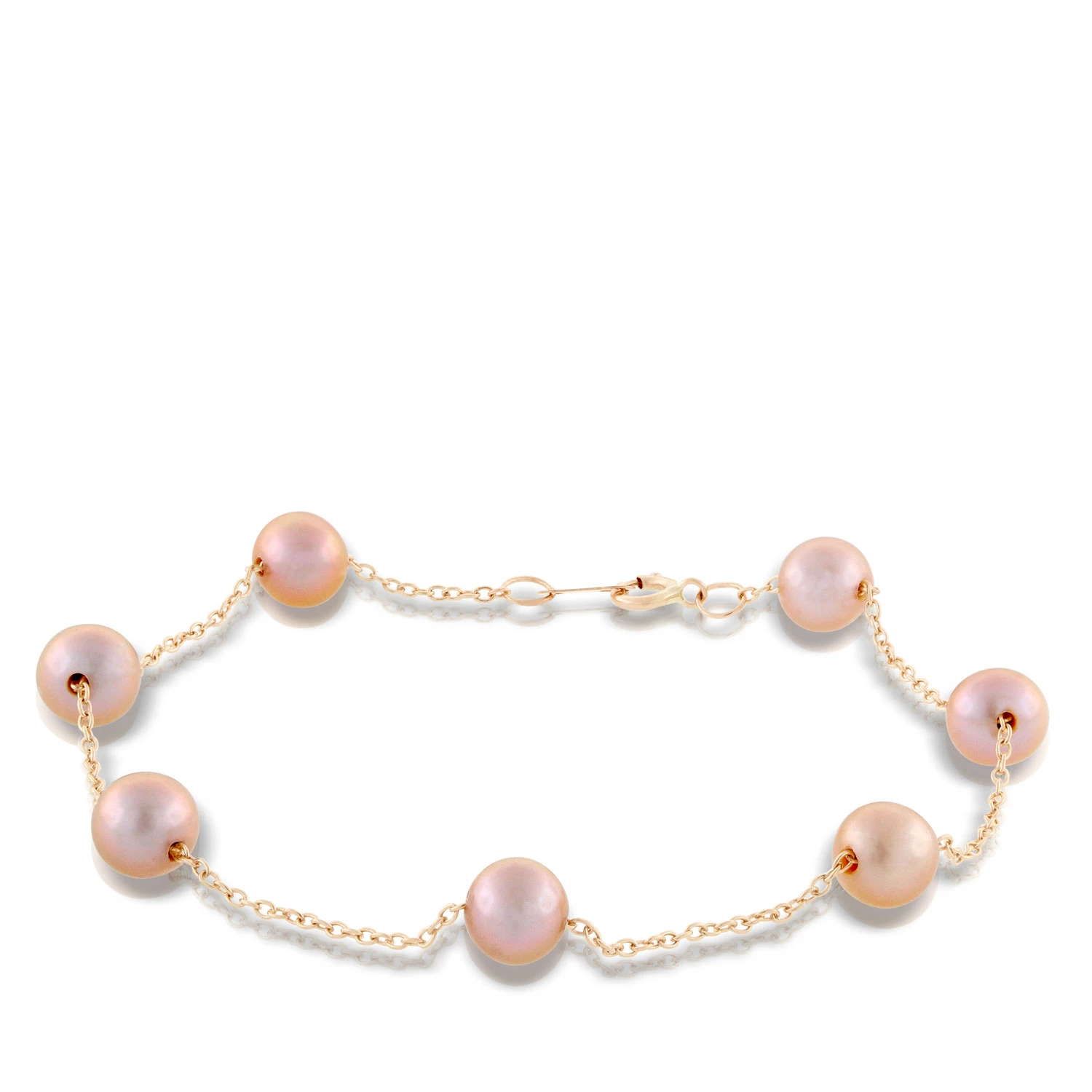 Rose Gold Freshwater Cultured Pearl Tin Cup Bracelet 14K 3 Rose Gold Freshwater Cultured Pearl Tin Cup Bracelet 14K