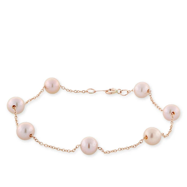 Rose Gold Freshwater Cultured Pearl Tin Cup Bracelet 14K 4 Rose Gold Freshwater Cultured Pearl Tin Cup Bracelet 14K - Image 2