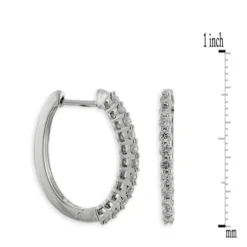 Oval Diamond Hoop Earrings 14K, 1/2 Ctw. -Cheap Glisterra Store 11085446 02