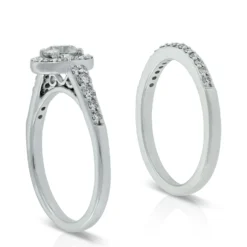 Diamond Halo Bridal Set 14K -Cheap Glisterra Store 11123031 03