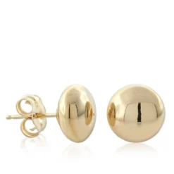 Yellow Gold Button Earrings 14K, 8mm