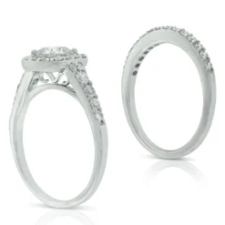 Cushion Cut Diamond Bridal Set 14K -Cheap Glisterra Store 11200854 03