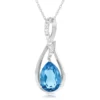 Pear Shaped Blue Topaz & Diamond Pendant 14K -Cheap Glisterra Store 11305489 01