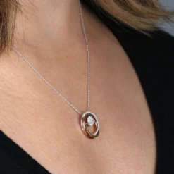 Tri-Color Circle Diamond Convertible Pendant 14K -Cheap Glisterra Store 11321148 04