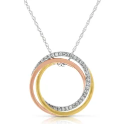 Tri-Color Circle Diamond Convertible Pendant 14K -Cheap Glisterra Store 11321148 07