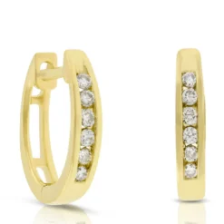 Diamond Hoop Earrings 14K Yellow Gold, 1/10 Ctw.