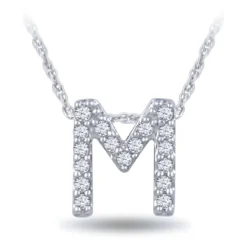 Diamond Initial Pendant 14K Letter 'M'