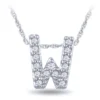 Diamond Initial Pendant 14K Letter 'W'