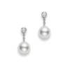 Mikimoto Akoya Cultured Pearl & Diamond Drop Earrings 8mm, A+, 18K