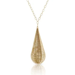 Toscano Webbed Drop Necklace 18K, 24"