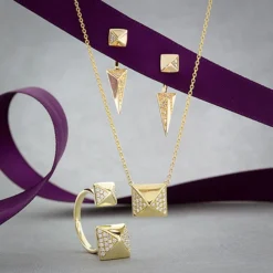 Double Pyramid Diamond Ring 14K -Cheap Glisterra Store 11417102 09