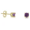 Amethyst Stud Earrings 14K