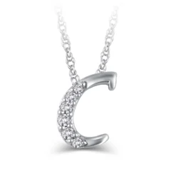 Diamond "C" Initial Pendant 14K