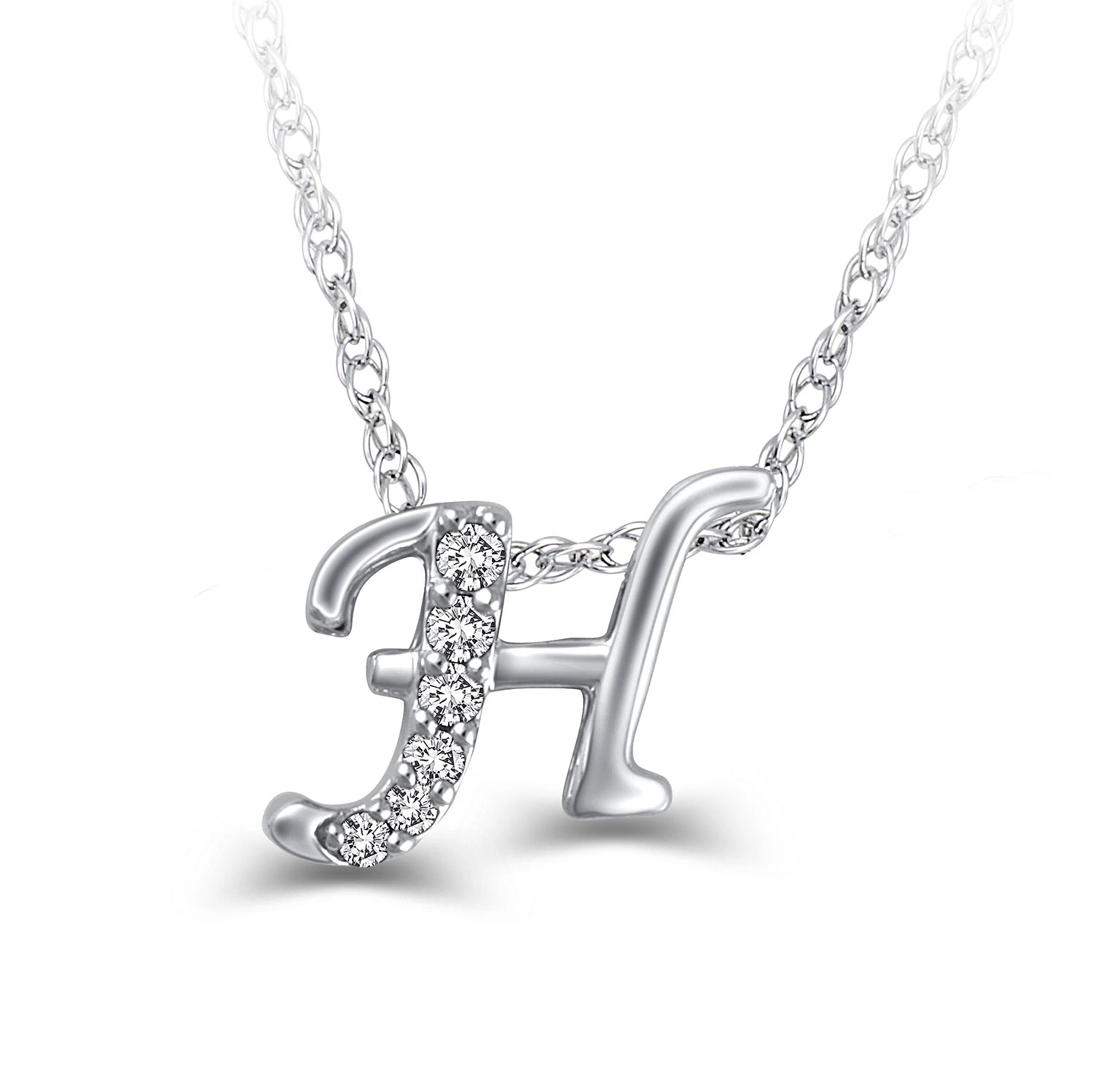 Diamond "H" Initial Pendant 14K 3 Diamond "H" Initial Pendant 14K