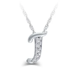 Diamond "J" Initial Pendant 14K