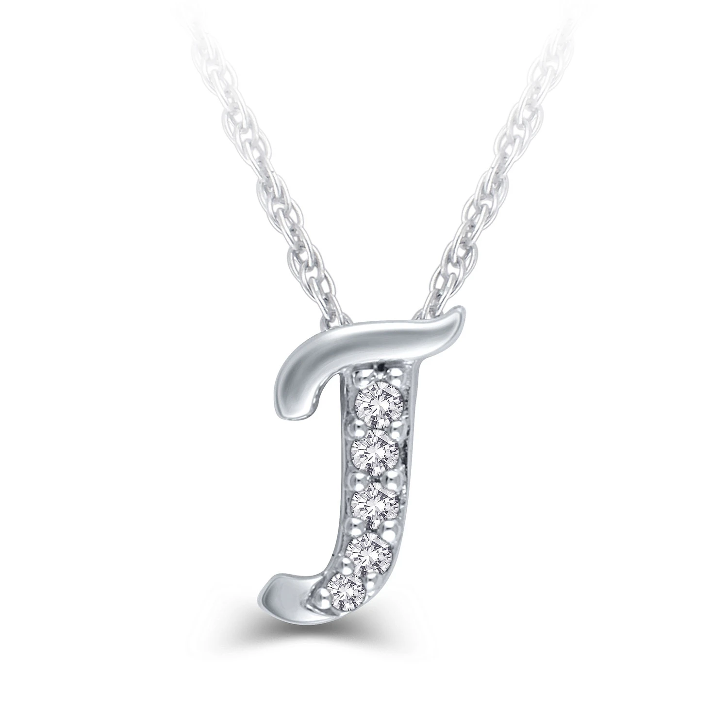 Diamond "J" Initial Pendant 14K 3 Diamond "J" Initial Pendant 14K