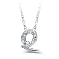Diamond "Q" Initial Pendant 14K