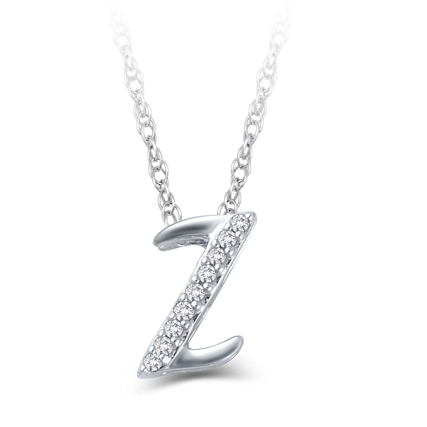Diamond "Z" Initial Pendant 14K 3 Diamond "Z" Initial Pendant 14K