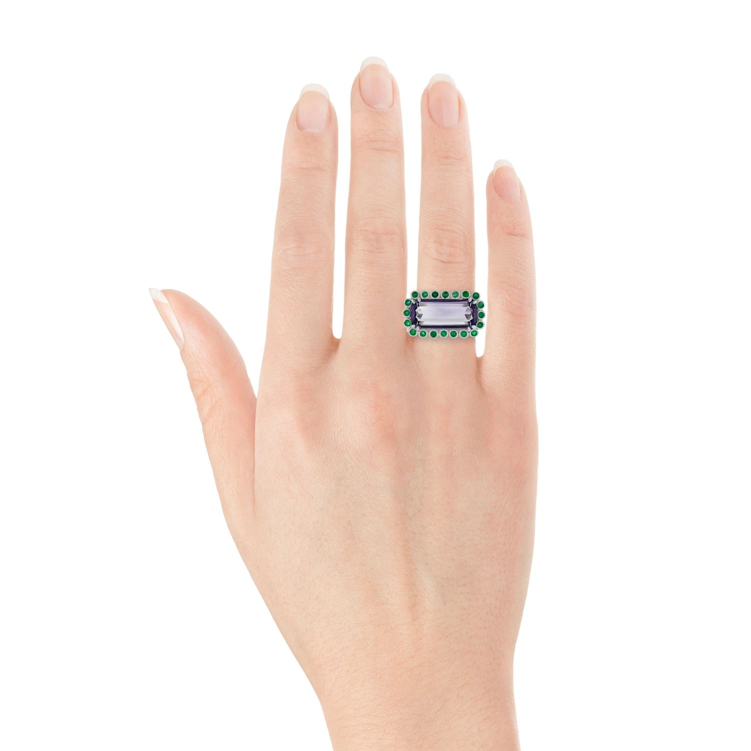 Lisa Bridge Amethyst & Emerald Ring 6 Lisa Bridge Amethyst & Emerald Ring - Image 4