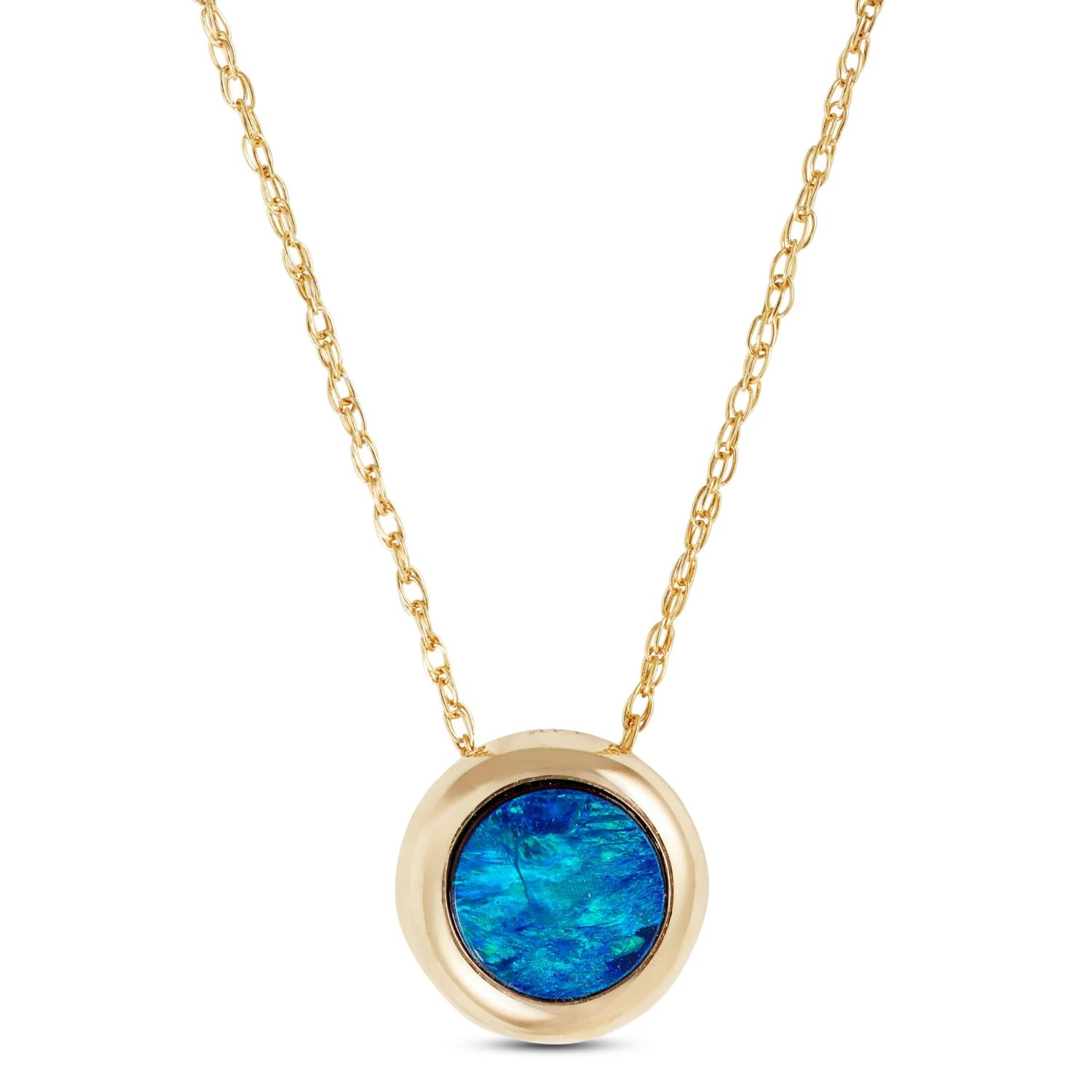 Opal Doublet Button Pendant 14K