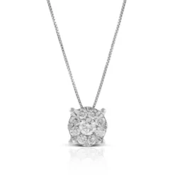 Halo Diamond Pendant 14K, 1/2 Ctw.