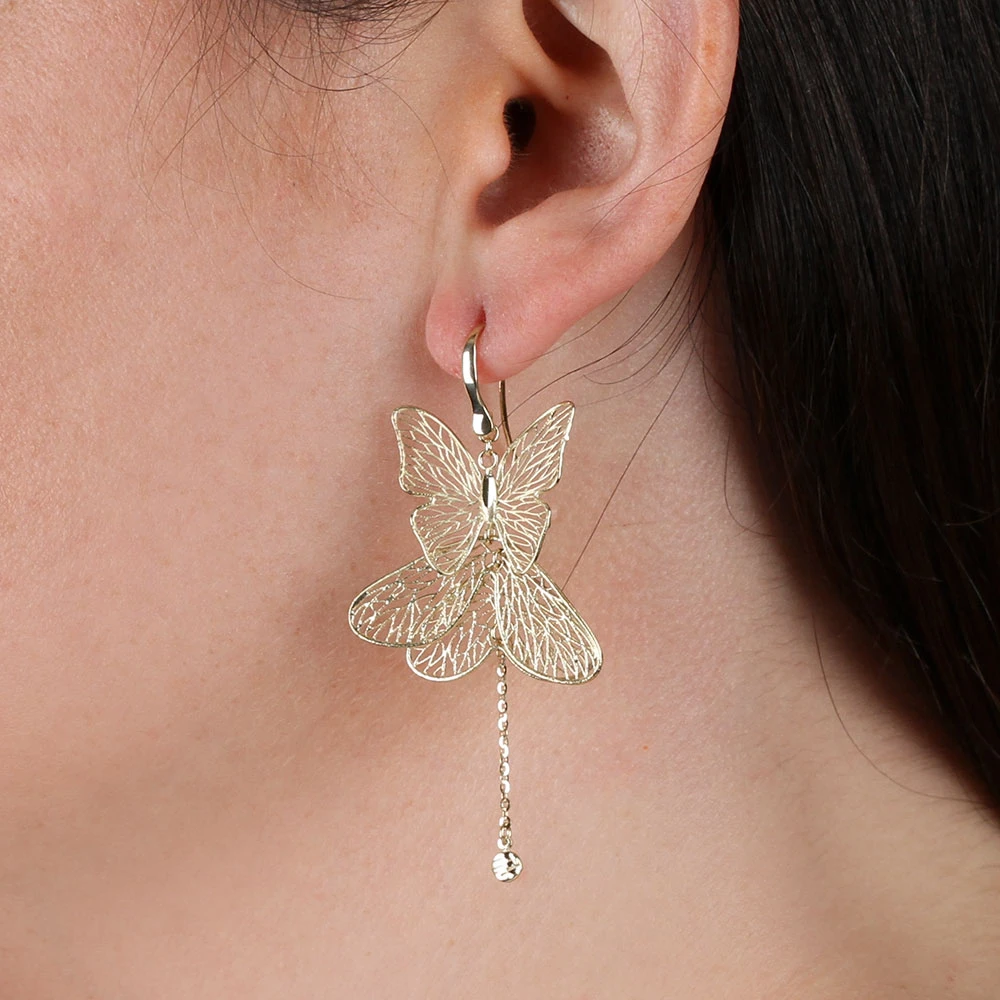 Filigree Butterfly Earrings 14K 4 Filigree Butterfly Earrings 14K - Image 2