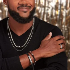 Leather, Steel & Diamond Bracelet, 8.5" -Cheap Glisterra Store 11762150 04