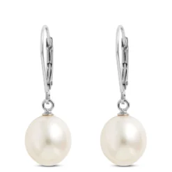 Freshwater Cultured Pearl Drop Earrings,14K White Gold