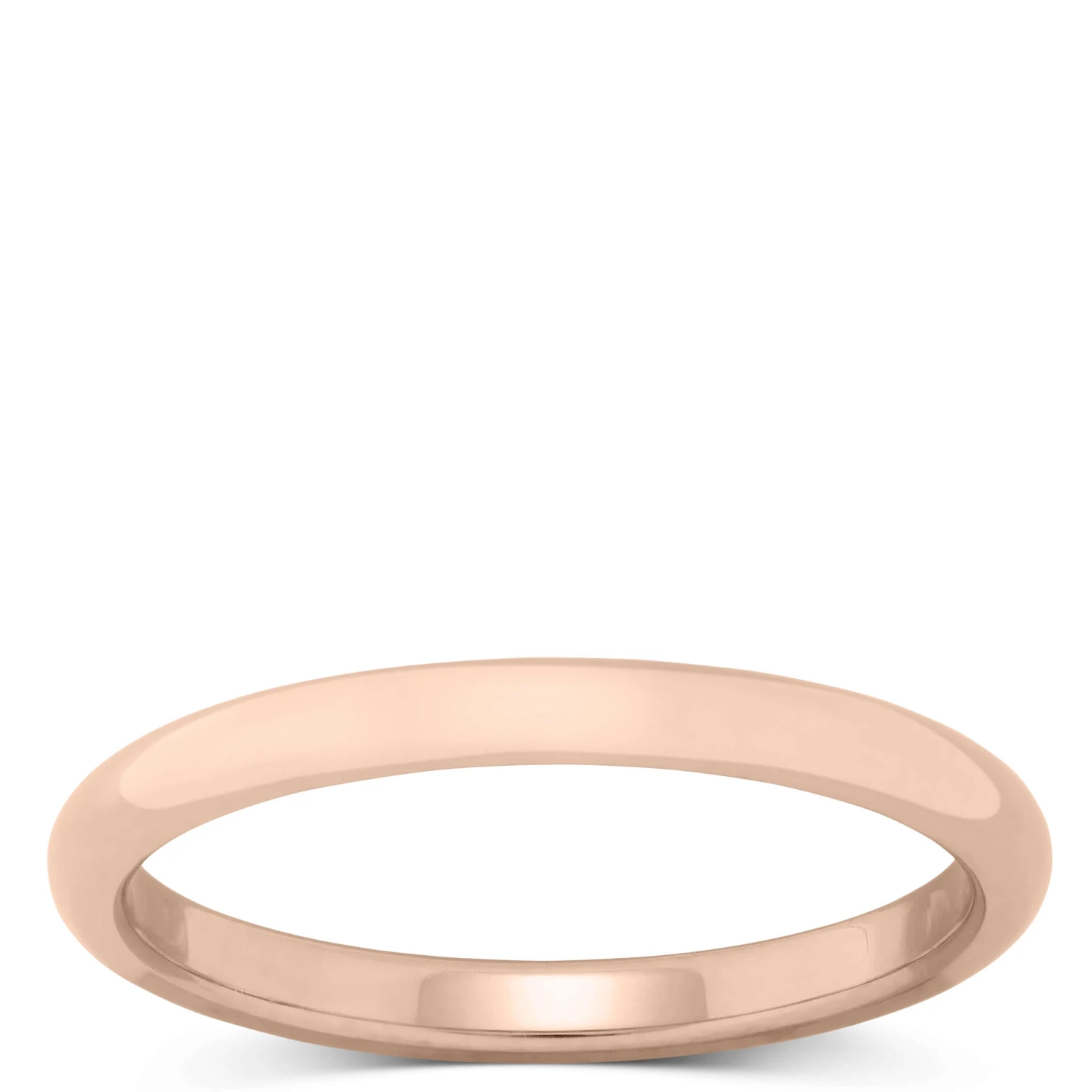 Rose Gold Polished Rounded Comfort Fit 2mm Band 14K
