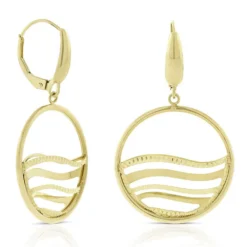 Toscano Open Circle Wave Earrings 14K