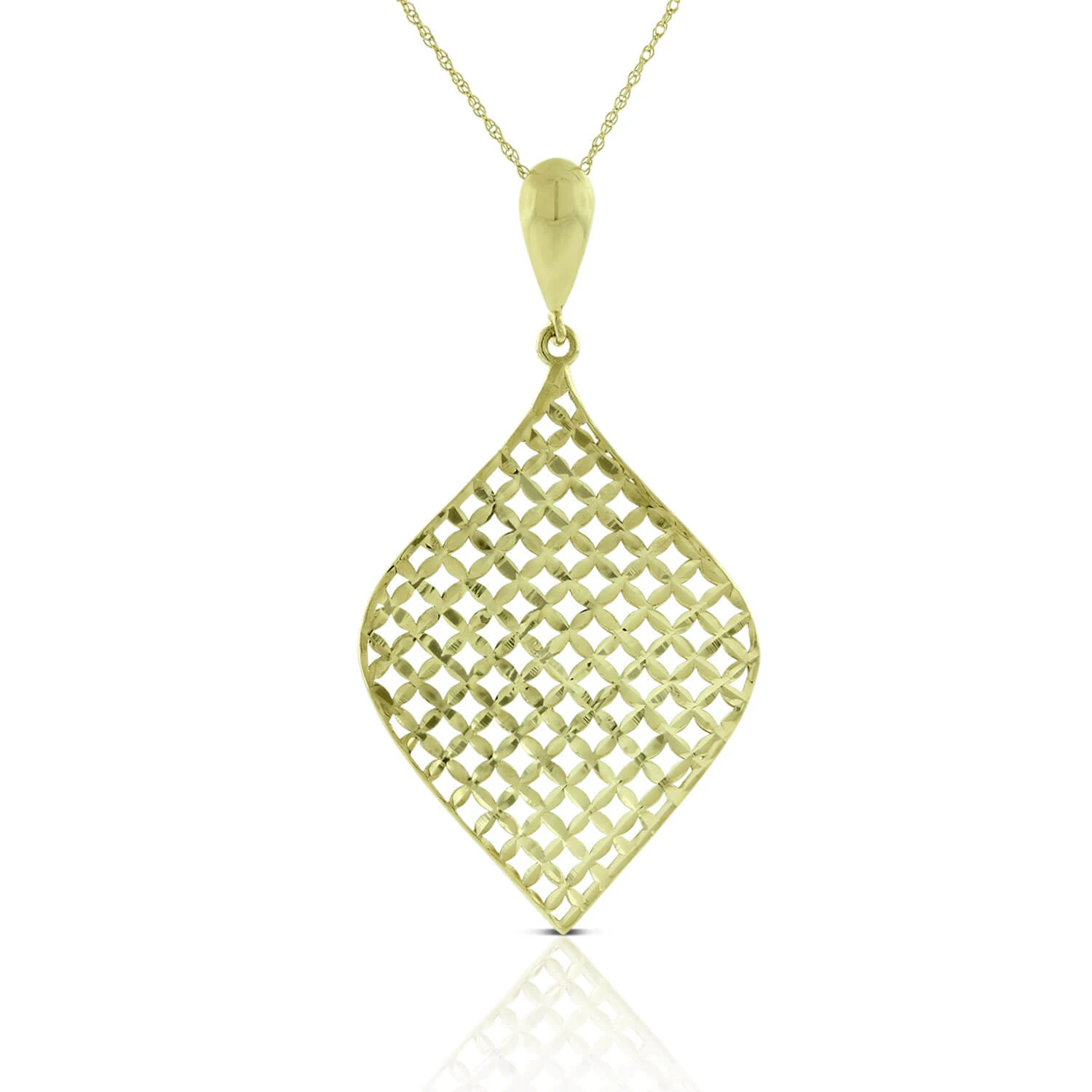 Toscano Mesh Fan Drop Pendant 14K 3 Toscano Mesh Fan Drop Pendant 14K