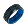TRITON Contemporary Comfort Fit Band In Black Tungsten With Blue PVD, 8 Mm -Cheap Glisterra Store 11880267 01