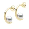 Mikimoto Classic Akoya Cultured Pearl Semi Hoop Earrings 18K