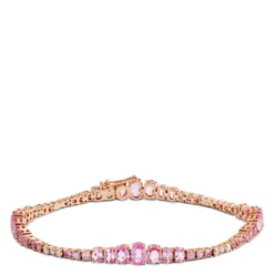 Rose Gold Ombré Pink Sapphire & Diamond Tennis Bracelet 14K