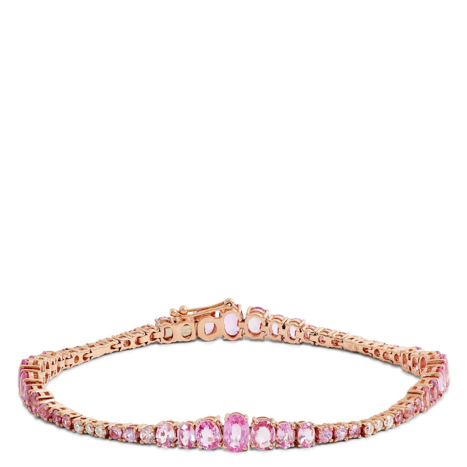 Rose Gold Ombré Pink Sapphire & Diamond Tennis Bracelet 14K 3 Rose Gold Ombré Pink Sapphire & Diamond Tennis Bracelet 14K