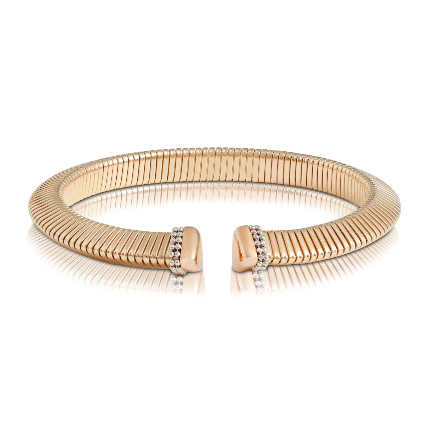 Toscano Two-Tone Triangular Tube Tubogas Cuff Bracelet 14K 3 Toscano Two-Tone Triangular Tube Tubogas Cuff Bracelet 14K