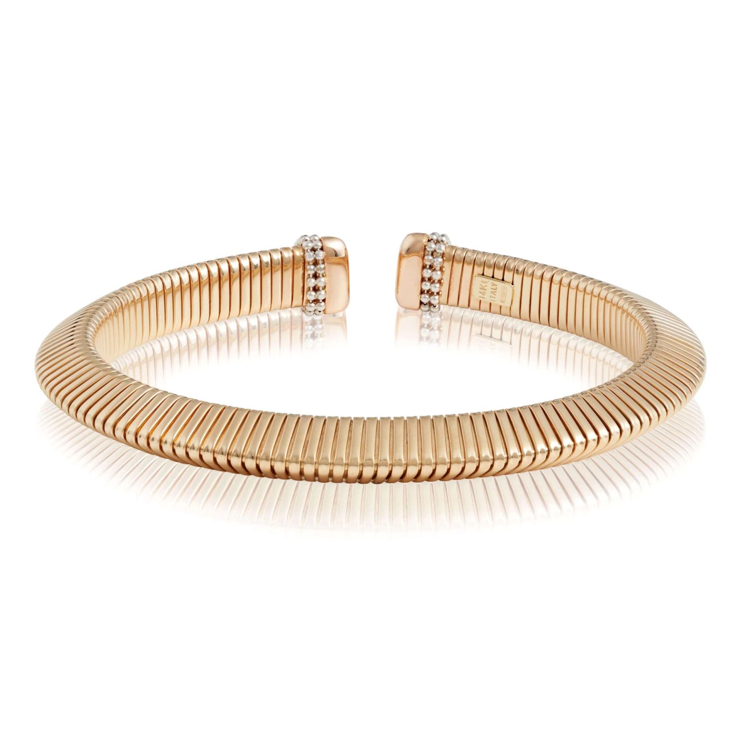 Toscano Two-Tone Triangular Tube Tubogas Cuff Bracelet 14K 4 Toscano Two-Tone Triangular Tube Tubogas Cuff Bracelet 14K - Image 2