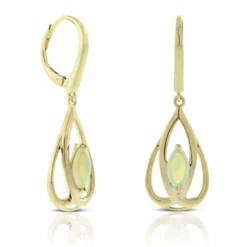 Opal Open Pear Drop Earrings 14K