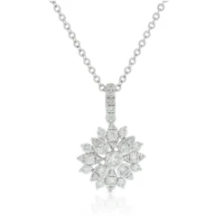 Diamond Floral Burst Necklace 14K