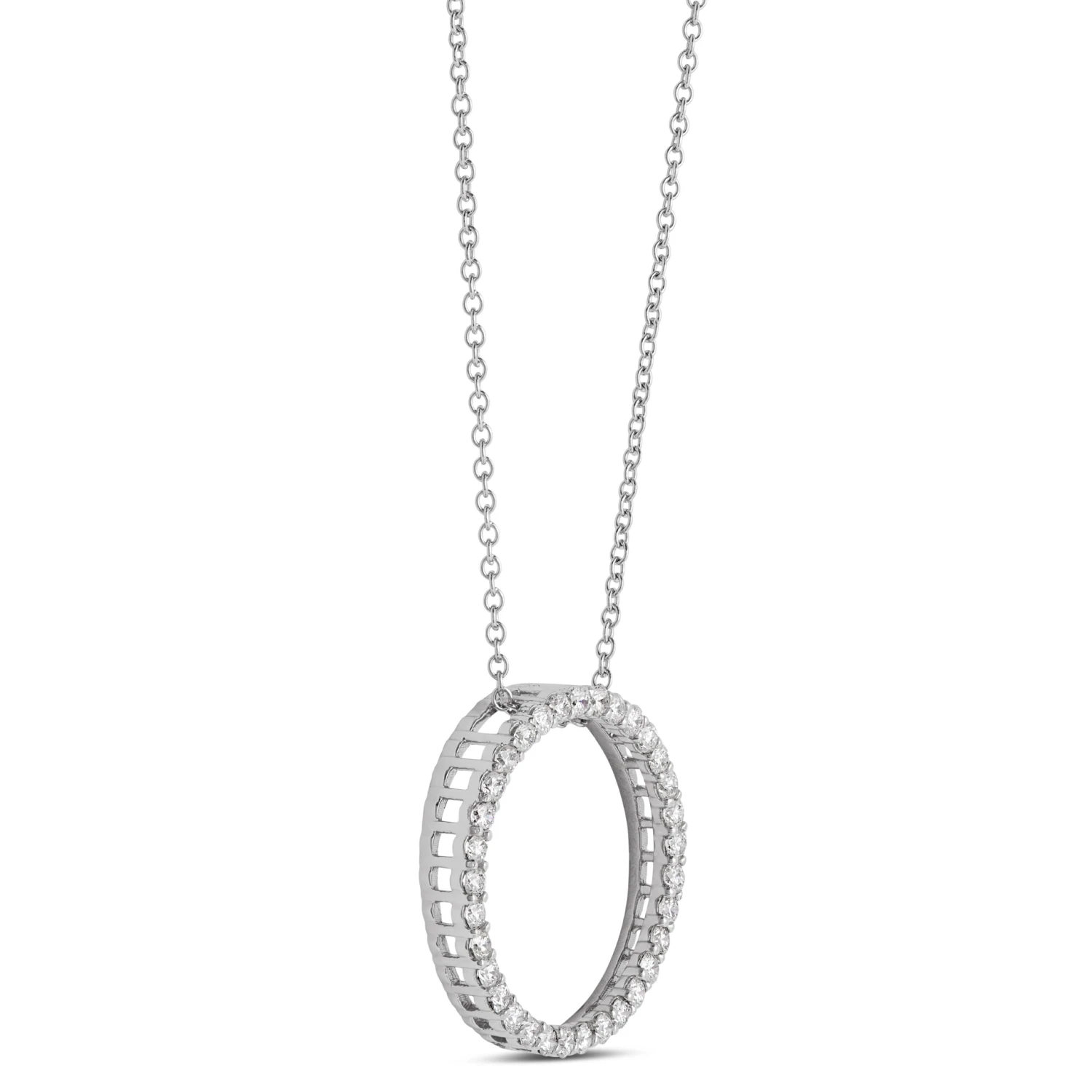Circle Diamond Pendant Necklace, 14K White Gold 4 Circle Diamond Pendant Necklace, 14K White Gold - Image 2