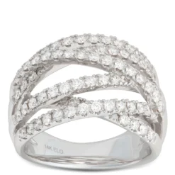 Crossover Diamond Ring, 14K White Gold