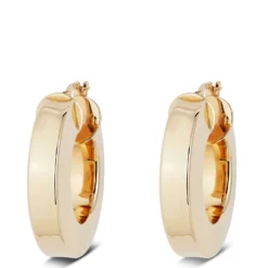 Toscano Wide Square Tube Hoop Earrings 14K