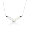 Lisa Bridge Mother Of Pearl & Onyx Chevron Necklace In Sterling Silver