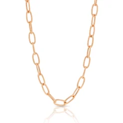 Rose Gold Toscano Oval Paperclip Chain Necklace 14K, 20"