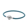 Pandora Moments Seashell Clasp Turquoise Braided Leather Bracelet -Cheap Glisterra Store 11999182 01